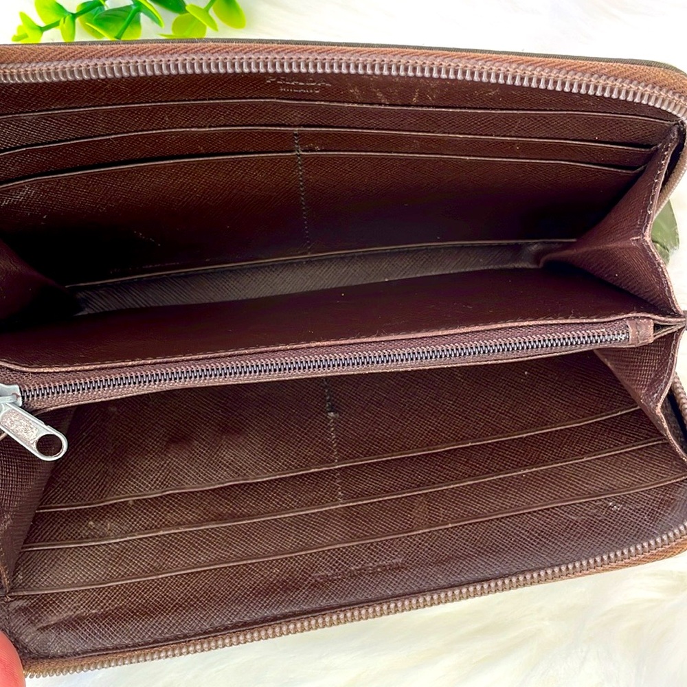 Prada Army green & Brown Nylon Zippy Wallet - Picture 8 of 16